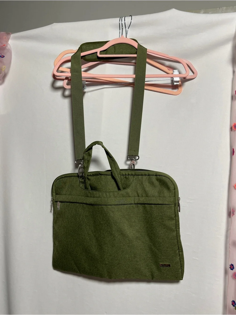 Olive Green Slim Laptop Messenger Bag